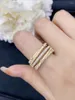 Cluster Rings LUOWEND 18K Yellow Gold Luxury Real Natural Diamond Elegant Five Row Intertwine Style Wedding For Women Engagement