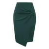 Women Floral Skirts Ruched Bodycon Pencil Skirt Elastic High Waist Hips-Wrapped Short Slim Elegant Print Skirt Lady X0428