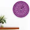 Zegary ścienne Purple Flower Mandala Retro Clock Modern Design Dekoracja salonu Kuchnia Mute Watch Watch Domowe Dekor wnętrza