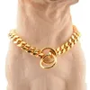 Colar de ouro de 10mm para cães, corrente cubana de luxo para animais de estimação, para cães pequenos, médios e grandes, colar robusto, acessórios de joias