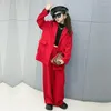 Set di abbigliamento Ragazze Abiti rossi 8 10 anni Due pezzi Moda Streetwear Spettacolo Abiti da ballo Cappotto Pantaloni Abiti per adolescenti