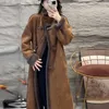 Pele feminina moda coreana gola casaco falso para mulher com forro de lã de cordeiro 2023 chegada jaqueta de inverno