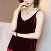 Women's Tanks Women' Camisole Tops Summer Vintage Sexy Velvet Vest Office Lady Fashion Elegant Gold Backless Top Plus Size