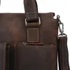 Briefcases Men's Bag Crazy Horse Leather Crossbody Bags For Men Messenger Shoulder Male Handbags