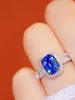Cluster ringen LR2023 blauwe saffier ring 2,25 ct echte pure 18K natuurlijke onverwarmde koninklijke edelsteen diamanten steen vrouwelijk