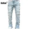 Men S Jeans Kakan European i American Heavyweight Streetwise Stretch For Men High Street Straight Fit Long Jeans16 3001 231208