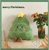 Julleksak 50x45x8cm grön julgran plysch kudde fylld mjuk växt leende ansikte semester party hem dekor plysch peluche barn gåva 231208