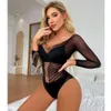 Vrouwen een stuk visnet bodysuit kleding sexy mesh uitgehold transparante lingerie erotisch perspectief visnetten kostuum sexy