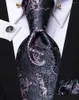 Laços Hi-Tie Designer Floral Cinza Rosa Gravata de Casamento de Seda para Homens Handky Cufflink Gravata com Colarinho Pin Festa de Negócios Dropship
