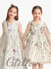 Kız Elbiseler Jakard Güzel Bahar Yaz Çocukları Kutlamaları Doğum Günü Akşam Partisi Töreni Çiçek Topu Etkinlik Junior Nedime Elbise