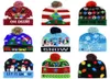 LED Christmas Knitted Hats Dziecięce matki zimowe ciepłe czapki szydełkowe czapki na śnieżne śnieżne festiwal imprezy