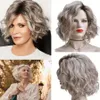 Cosplay Wigs Little Sweetheart Wig Women's Fashion Partial Gradual Golden Short Curly Hair Oblique Bang Head Cover 231211