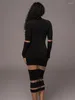 Casual Dresses Elegant Sexy Women's Autumn Mesh Patchwork Party Dress See-through High Waist Bodycon Mid-calf Evening Black White