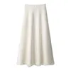 Jupes Taille haute longue jupe tricotée pour les femmes automne hiver chaud coréen Y2k Simple solide une ligne jupes élastique élégant Maxi jupe 231211