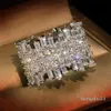 Luxus Schmuck 925 Sterling Silber Voller Prinzessin Cut Weiß Diamant Edelsteine Party Frauen Ehering Ring Gift2633