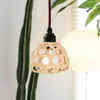 Bougeoirs tissé abat-jour éclairage ampoule Cage rotin pendentif lumière ombre plafond couverture luminaire décor