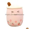 Party Favor Kawaii Klein Formaat Cartoon Bubble Tea Cup Peluche Speelgoed Grappig Boba Kussen Gevuld Zacht Stberry Panda Melk Kussen Baby Cadeau Dhezi