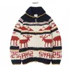 Kvinnors stickor American Retro Christmas Elk Sweater Women Coat Autumn/Winter Street mångsidig lös lat dragkedja stickad Cardigan Top