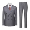 Herrenanzüge Blazer Marke Männer Formale Kleidung Gestreiften Anzug 3 Stück Schwarz Grau Mode Business Social Hochzeit Party Zweireiher Smoking Set 231211