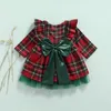 Girls Dresses Ma Baby 6M6Y Christmas Dress For Toddler Kid Child Red Plaid Bow Girl Xmas Party Princess Costumes 231211