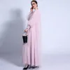 Abbigliamento etnico 2023 Abaya Musulmano Abito lungo per le donne Dubai Arabo Islam Caftani Moda Polka Dot Tulle Manica a lanterna Tinta unita