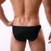 Cuecas masculinas cintura baixa cor sólida gelo seda elevador hip respirável briefs barriga conjunto costela sexy confortável shorts masculino gf2004