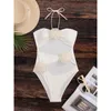 Mulheres Swimwear 4 Cores Flores Halter Cut Out Mulheres One Piece Swimsuit Feminino Alto Perna Banhista Banheira Swim K4928