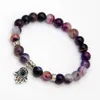 New Arrival Jewelry Whole 8mm Beaded Natural Purple Agate Stone Beads Hamsa Hand Yoga Braclets Gift for men and women311b