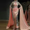 Повседневные платья 2023, весеннее европейское и американское длинное платье, женское розовое сексуальное вечернее платье с разрезом и блестками