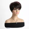 Synthetic Wigs Black Mixed With Purple Red Synthetic Hair Wig Short Straight Women's Natural Wigs Rose Mesh Daily Use Party Cosplay Head Cover 231211