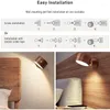 Wall Lamp Wireless Lights LED Reading Lamps Rechargeable Wood Sconce Home Decoration Rotation Touch Control Bedside Lighting