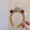Simpatico orsetto in peluche cartone animato per capelli Nuova fascia per capelli antiscivolo per lavaggio viso Copricapo per orsetto