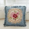 Pillow Case Nordic Style Ruffled Edge Cushion Cover 48x48cm Vintage Embroidery Flowers Jacquard Decorative Home Sofa Pillowcase 231211