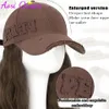 Парики для косплея AOSI Hat Wig Женские длинные волосы Мода Ленивый шерстяной кудрявый вариант Шляпа с увеличенными полями Бейсбольная кепка с полным покрытием головы 231211