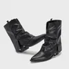 Bottes de Cowboy à bout pointu pour femmes, chaussures à talons hauts et étranges, Dupe de luxe, en Denim noir, taille 34 à 40, nouvelle collection 2024
