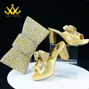 Robe chaussures or design femmes africaines sac assorti ensemble de haute qualité italien super talons pantoufle pour la fête de mariage