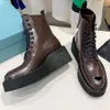 Nuevas botas para mujer botas de diseñador botas martin botas de plataforma bota triangular Botas con cordones Botas de piel de vaca Botines de cuero forro de piel de oveja Otoño Invierno Tamaño de bota 35 42