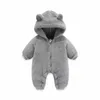 Barboteuses bébé filles garçons vêtements d'hiver combinaison de neige ours en peluche Onesie tenue né polaire combinaison barboteuse manteau à capuche costume 231211