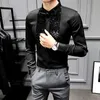 Designer shirt Sequin tailcoat men's long sleeved Camisa Masculina 2020 black and white casual slim fit men's dress street clothing social top 231211