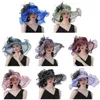 Chapeaux à large bord élégant chapeau melon pour filles femmes fascinateur pêcheur avec grand nœud papillon en plein air été