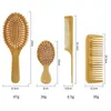 Hair Brushes 4 Pcs/set Hair Comb Set Eco-friendly Bamboo Wooden Air Cushion Massage Comb For Adult Children Wide Tooth And Pointed Tail Cmb 231211