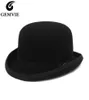 GEMVIE 4 couleurs 100 laine feutre Derby melon chapeau pour hommes femmes Satin doublé mode fête formelle Fedora Costume magicien chapeau Y11186099525