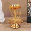 Ljushållare Golden Ghee Lamp Butter Indoor Decor Candlestick Oil Altar Supplies For Temples Home