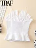 Tanks féminins 2023 Femme Casual White Ruffles Coton Camis Crop Top Spaghetti Souples sans manches Backless Sling Shirts CHITS Y2K TOPS