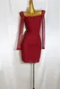 Vestidos Casuais Feicheng Roupas Femininas Moda Elegante Slim Fit Sexy Bainha PP Manga Longa Malha Vestido 167