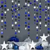 Feestdecoratie 13Ft Marineblauw Zwart Zilver Ruimte Verjaardag Cirkel Dots Garland Koninklijke Polka Streamer Jaarbenodigdheden