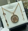 2023 V gold material Luxury quality round shape pendant necklace with diamond drop earring have stamp PS2071