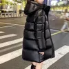 Down Jacke for Women's High-end Auumn i Winer Black Gold 2023 Gold Sandard Medium Lengh Whie Duck Down Hickened Hooded Para