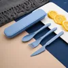 Spoons 3Pcs Wheat Straw Dinnerware Set Portable Tableware Knife Fork Spoon Eco-Friendly Travel Cutlery Utensil Box Chopsticks