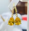 14K Gold Water Drop Topaz CZ Dangle Earring 925 Sterling Silver Party Wedding Drop Earrings For Women Bridal Jewelry Gift1387413